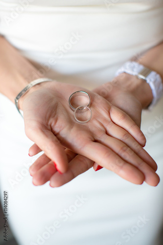 wedding rings on the palm