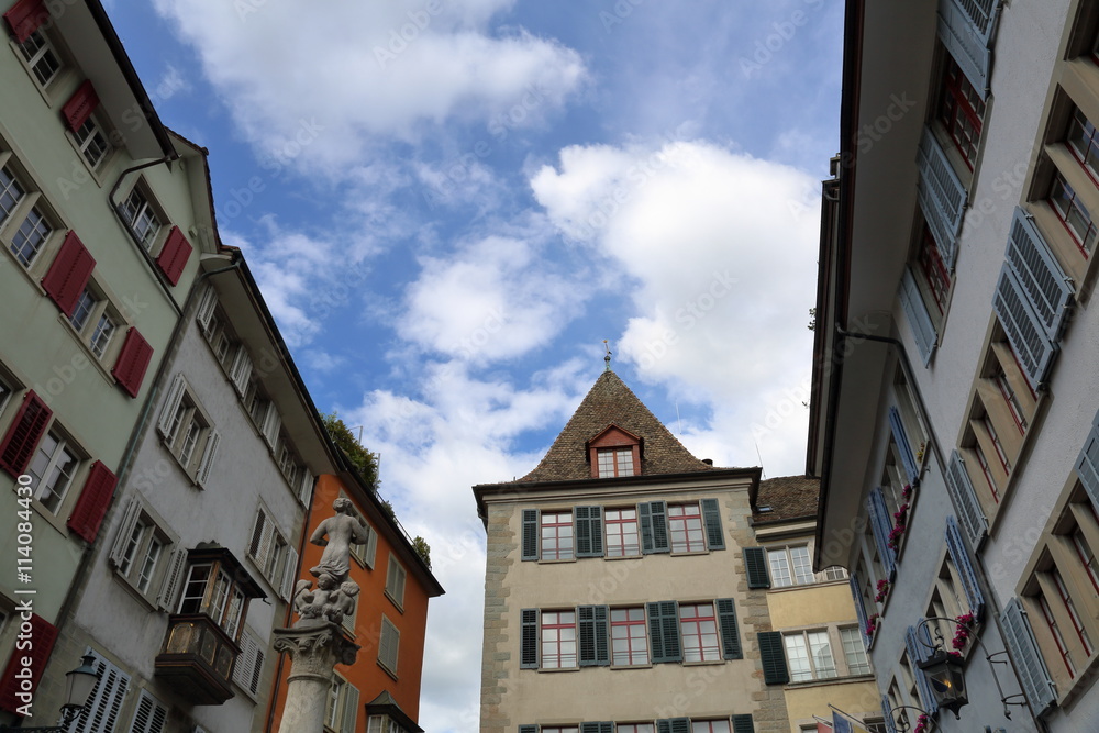 The charming architecture of the largest Swiss city of Zurich