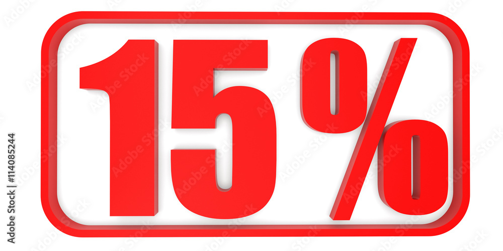 Discount 15 percent off. 3D illustration. Discount 15 percent off. 3D illustration.