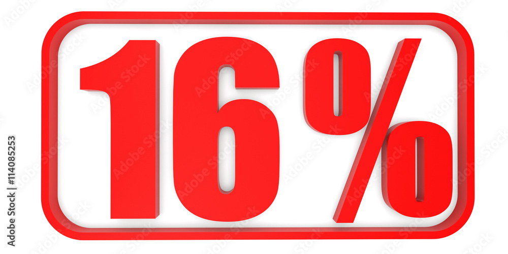 Discount 16 percent off. 3D illustration. Discount 16 percent off. 3D illustration.