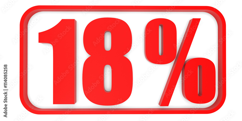 Discount 18 percent off. 3D illustration. Discount 18 percent off. 3D illustration.