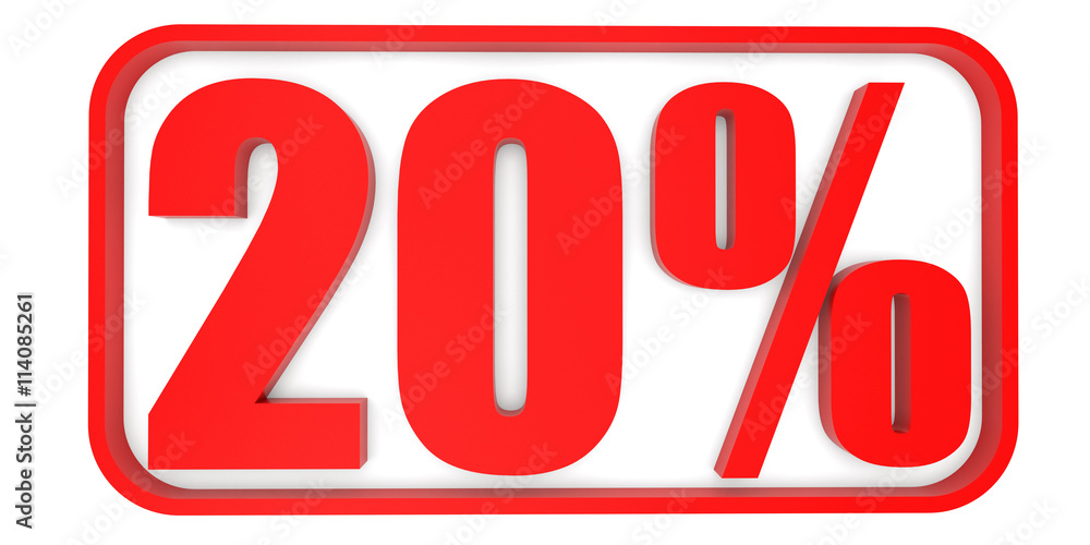 Discount 20 percent off. 3D illustration. Discount 20 percent off. 3D illustration.