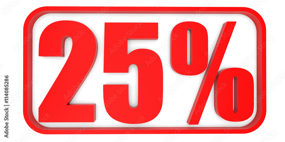 Discount 25 percent off. 3D illustration. Discount 25 percent off. 3D illustration.