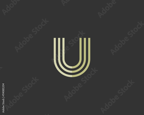 Line letter u logotype. Abstract moving airy logo icon design, ready symbol creative finger print vector sign.