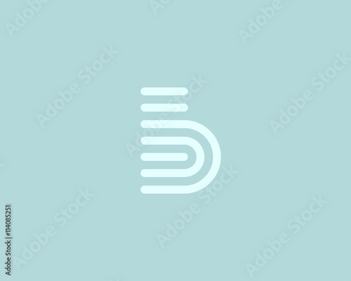 Line letter b logotype. Abstract moving airy logo icon design, ready symbol creative finger print vector sign.