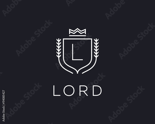 Premium monogram letter L initials ornate signature logotype. Elegant crest logo icon vector design. Luxury shield crown sign.