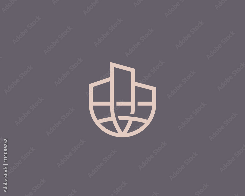 Abstract house globe logo design template. Line real estate planet sign. Universal global realty vector icon Abstract house globe logo design template. Line real estate planet sign. Universal global realty vector icon
