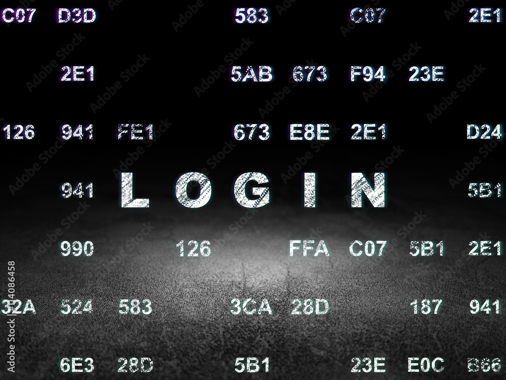 Privacy concept: Login in grunge dark room Privacy concept: Login in grunge dark room