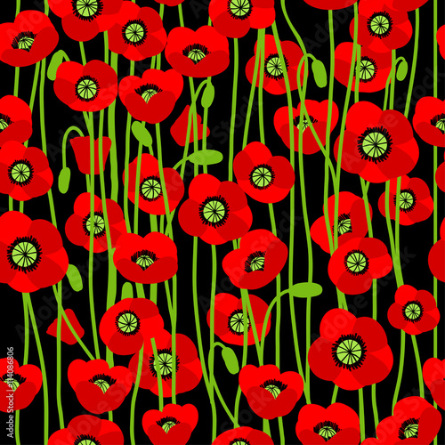 Fototapeta Naklejka Na Ścianę i Meble -  Poppy seamless pattern.