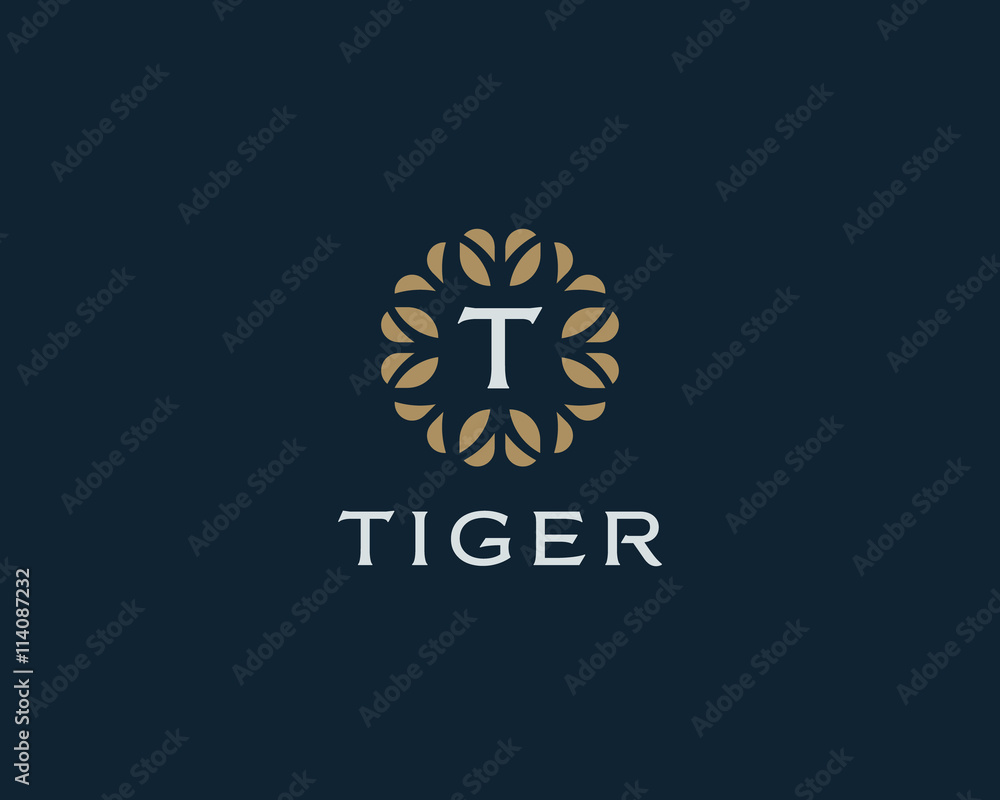 Fototapeta premium Premium monogram letter T initials logo. Universal symbol icon vector design. Luxury abc leaf logotype.