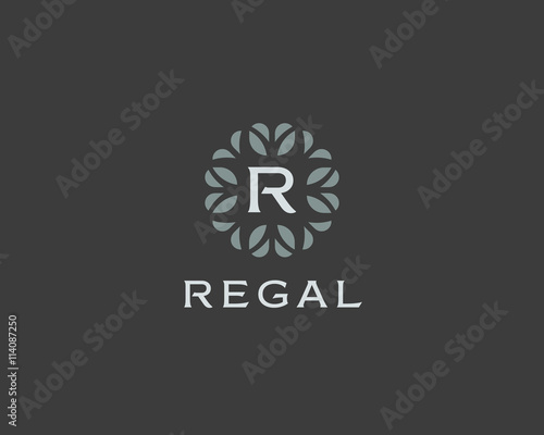 Fototapeta Naklejka Na Ścianę i Meble -  Premium monogram letter R initials logo. Universal symbol icon vector design. Luxury abc leaf logotype.