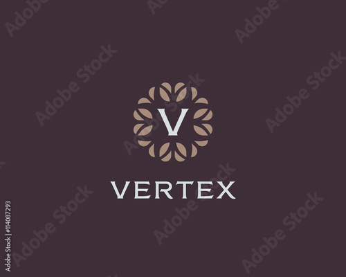 Premium monogram letter V initials logo. Universal symbol icon vector design. Luxury abc leaf logotype.