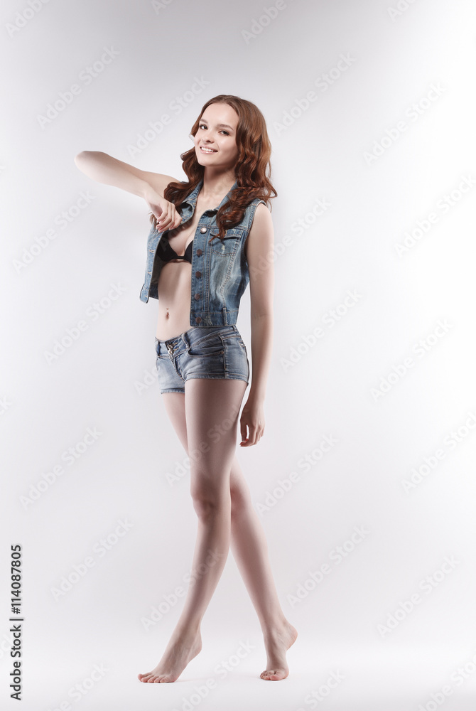 Image of smiling teenage girl posing on casting Image of smiling teenage girl posing on casting