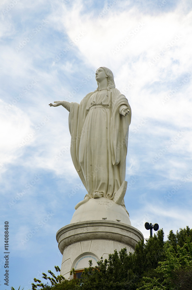 Statue of the Virgin Mary on the top of Cerro San Cristobal, Santiago, Chile