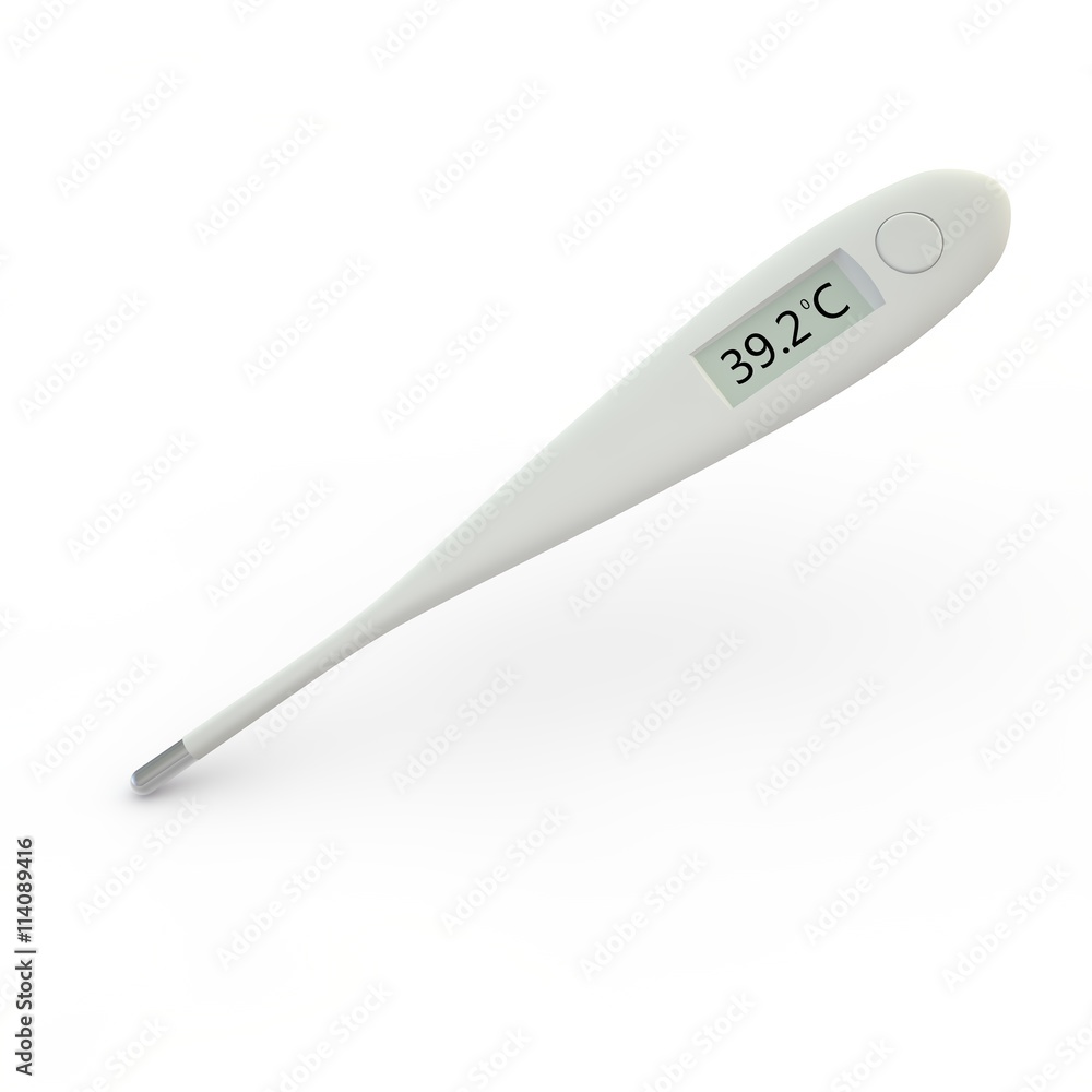 Digital thermometer shows a temperature of 39.2 degrees Celsius Digital thermometer shows a temperature of 39.2 degrees Celsius