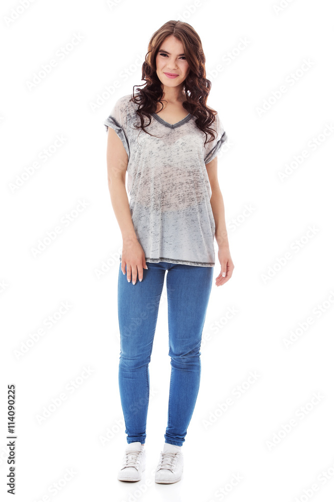 Happy pretty young brunette woman Happy pretty young brunette woman