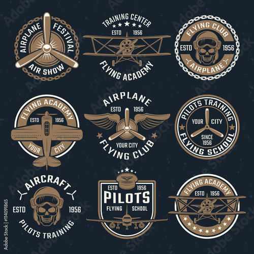 Brown Airplane Emblem Set