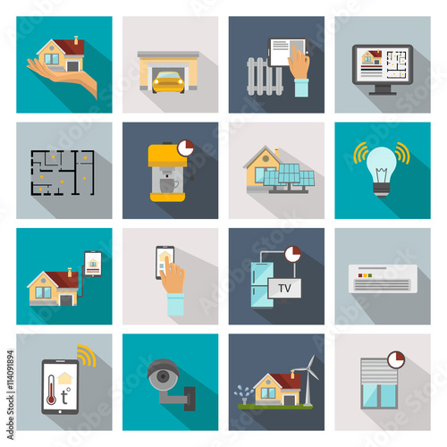 Smart House Square Icon Set