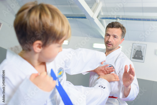Little boy learning a martial art