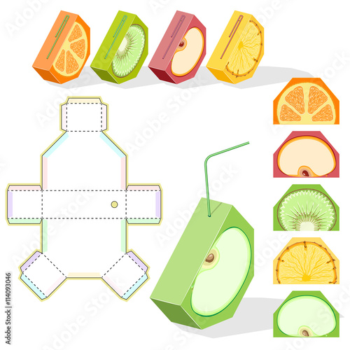 Branding Liquid Drink Juice carton box,Cardboard Shaped Carry, paper stack, storage boxes, isometric set,  DIY die-stamping container package, Packaging, Isolated, Die-stamping, Ready For Your Design