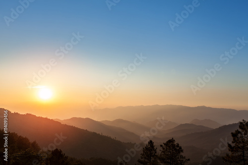 Sunrise over mountain in Thailand