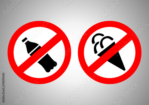 Signs prohibiting ice and water. Vector illustration. 