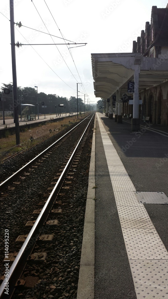 Fototapeta premium Empty Train station in the morning