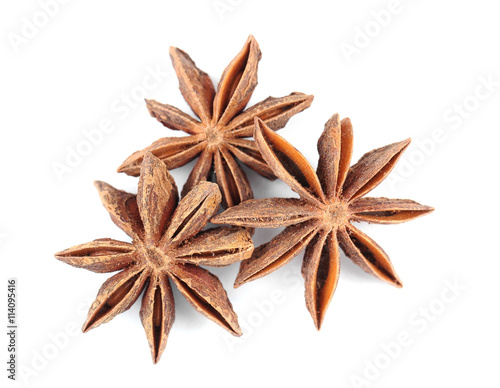 Star anise spice isolated on white