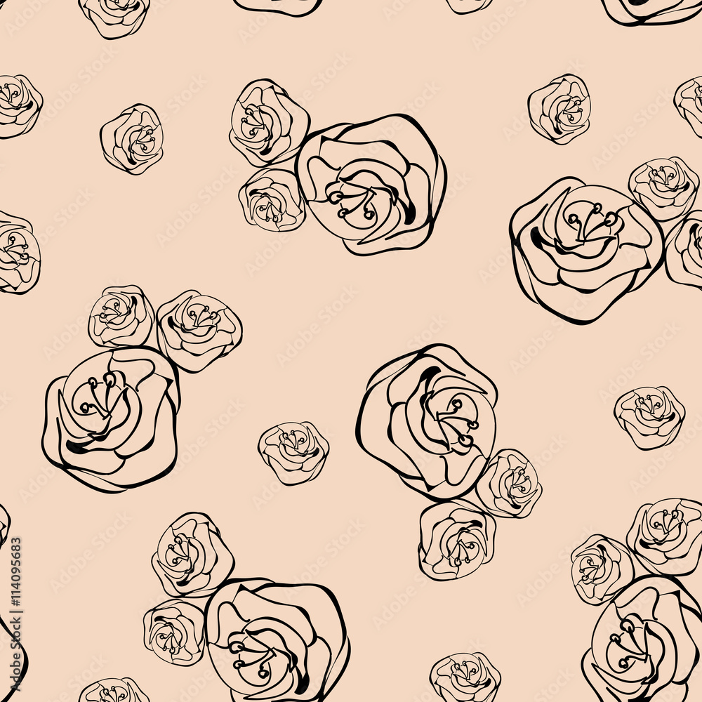 background with flowers, vector floral seamless pattern, rose, p background with flowers, vector floral seamless pattern, rose, p