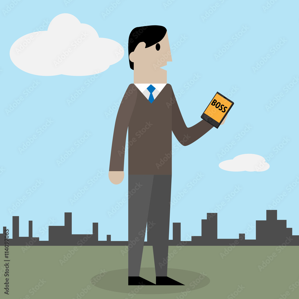 Isometric businessman speaking on a phone. Success 3d businessma Isometric businessman speaking on a phone. Success 3d businessma
