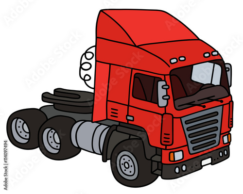 Red towing truck / Hand drawing, vector illustration