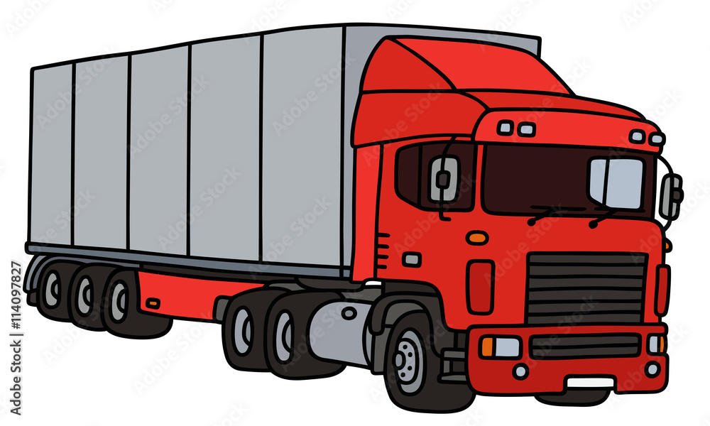 Semi trailer truck / Hand drawing, vector illustration Stock Vector