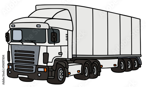 Semi trailer truck / Hand drawing, vector illustration