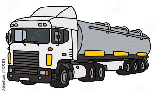 Semi tank trailer / Hand drawing, vector illustration