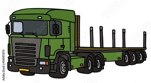 Semi platform trailer / Hand drawing, vector illustration
