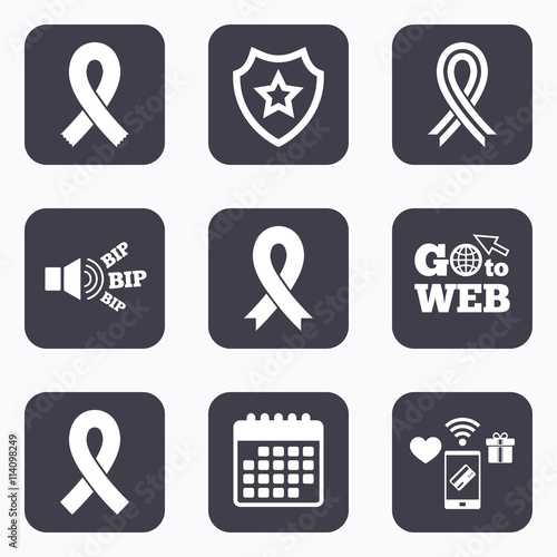 Breast cancer awareness icons. Ribbon signs.