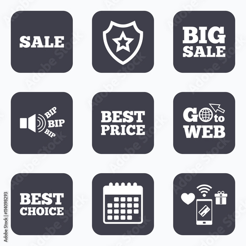 Sale icons. Best choice, price symbols