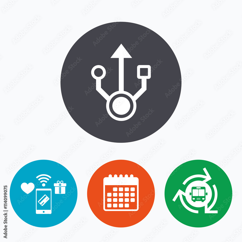 Usb sign icon. Usb flash drive symbol. Usb sign icon. Usb flash drive symbol.