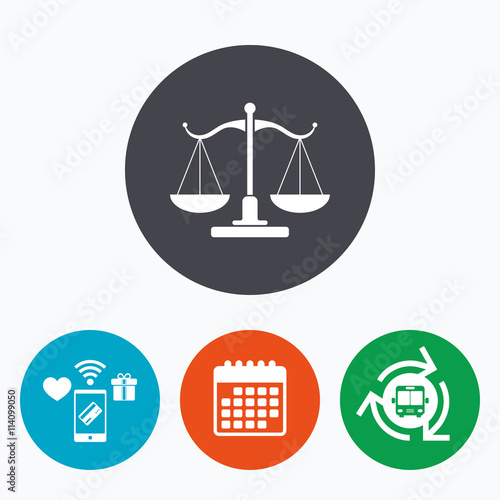 Scales of Justice sign icon. Court of law symbol
