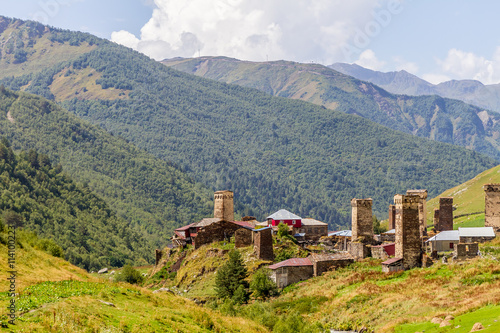 Wallpaper Mural ancient stone tower in Georgia, mountain background Torontodigital.ca