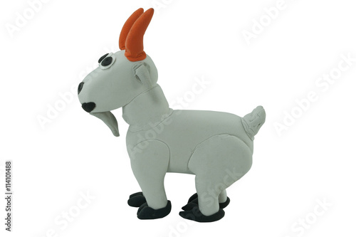 gray goat made from plasticine In concept wild life