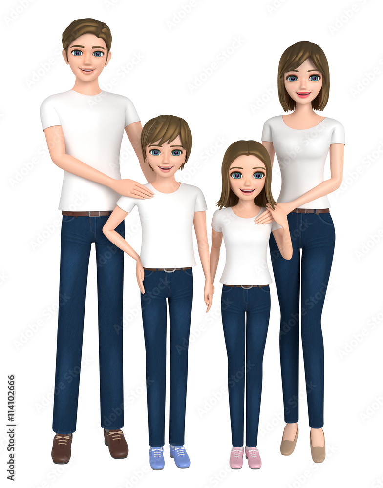 Fototapeta premium 3D illustration character - Portrait of good family.