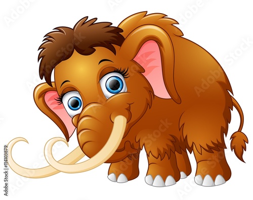 Cartoon mammoth isolated on white background