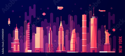New York city skyline vector flat style