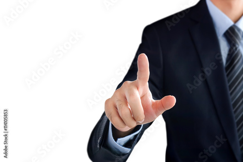Businessman hand pointing on empty virtual screen