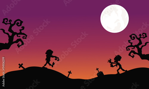 Zombie at night Halloween backgrounds