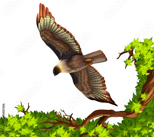 Eagle flying over the tree