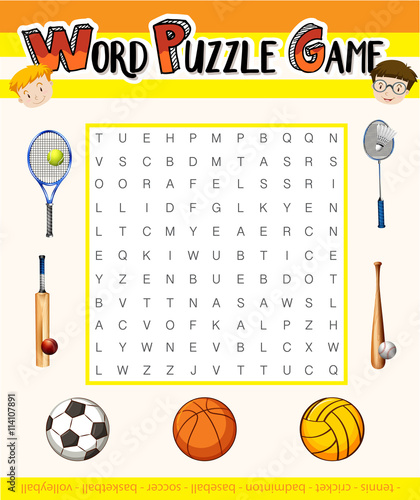Word puzzle game with sport theme