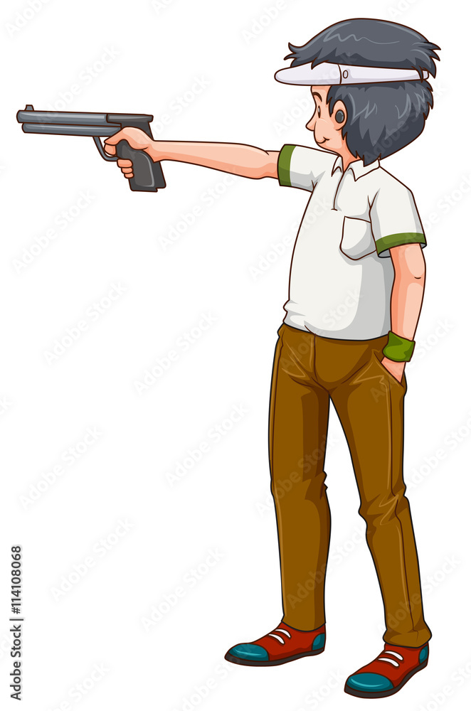 Man athlete shooting shotgun Man athlete shooting shotgun