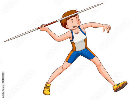 Man athlete doing javelin